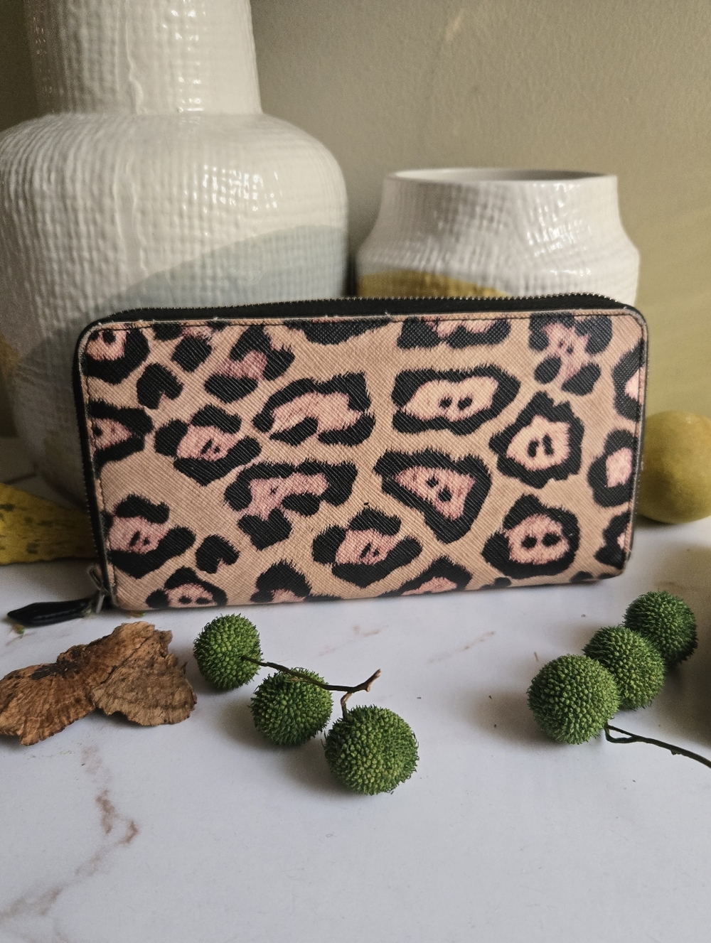 GUC Givenchy Leopard Print Long Continental Leather Zip-Around Wallet